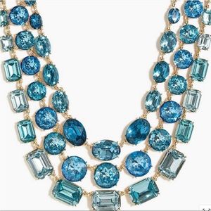 NWT J Crew Triple Stand Classic Crystal Necklace in Blue - Stunning Statement